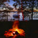 Campfire while camping on Bear Island on Percy Priest lake in Nashville, TN